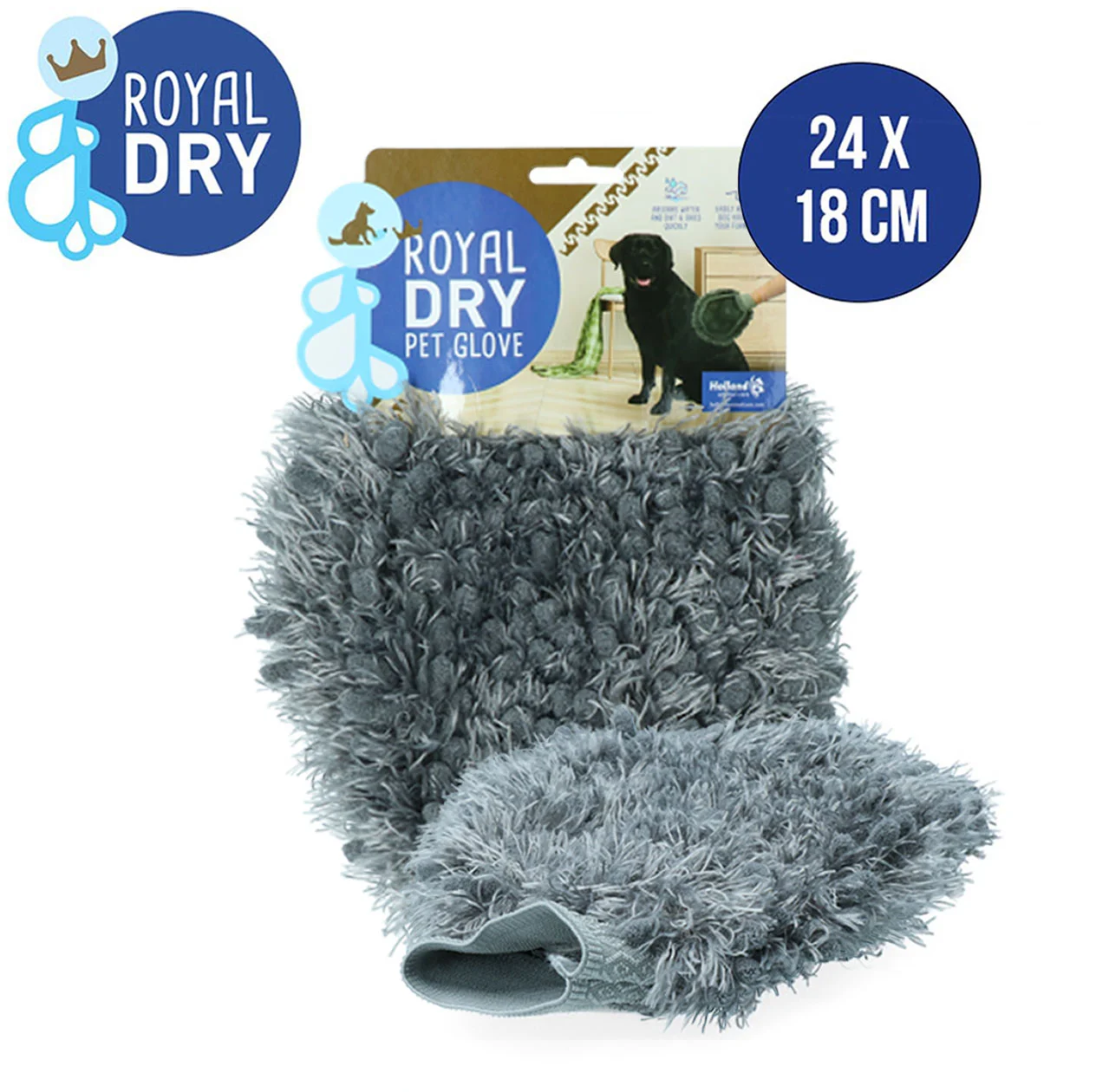 Gant de brossage en microfibre pour chien, 24 x 18 cm – Royal Dry – Image 2