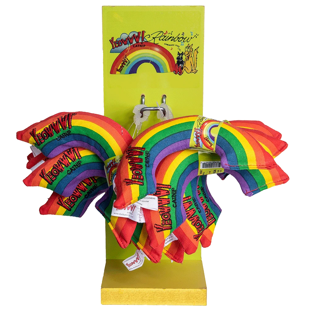 812402001130_RainbowStand_KMK_6923_1000px.png Jouet pour chat arc-en-ciel avec cataire, 12 pièces de 15 cm – Yeowww! Rainbow Display – Image 1