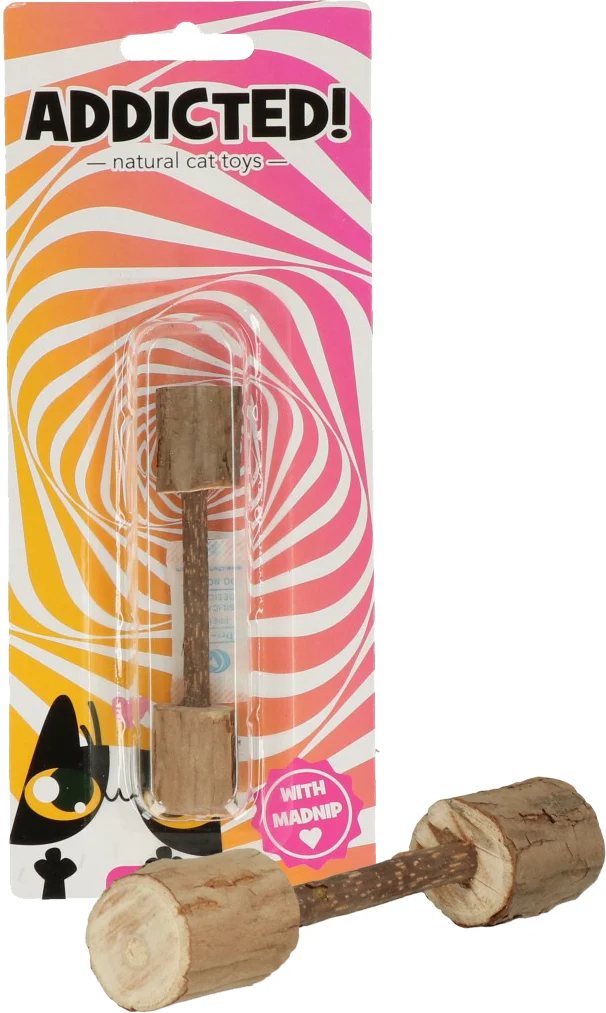 Haltère en bois pour chat avec MADNIP – Addicted! Wood Dumbell – Image 1