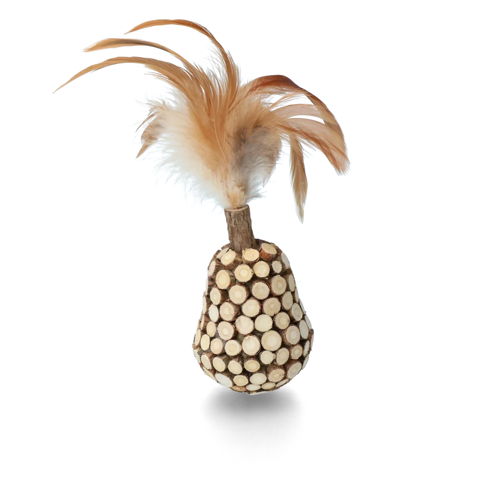 Jouet culbuto en bois pour chat avec plumes et MADNIP – Addicted! Wooden Wobbler with Feathers – Image 2