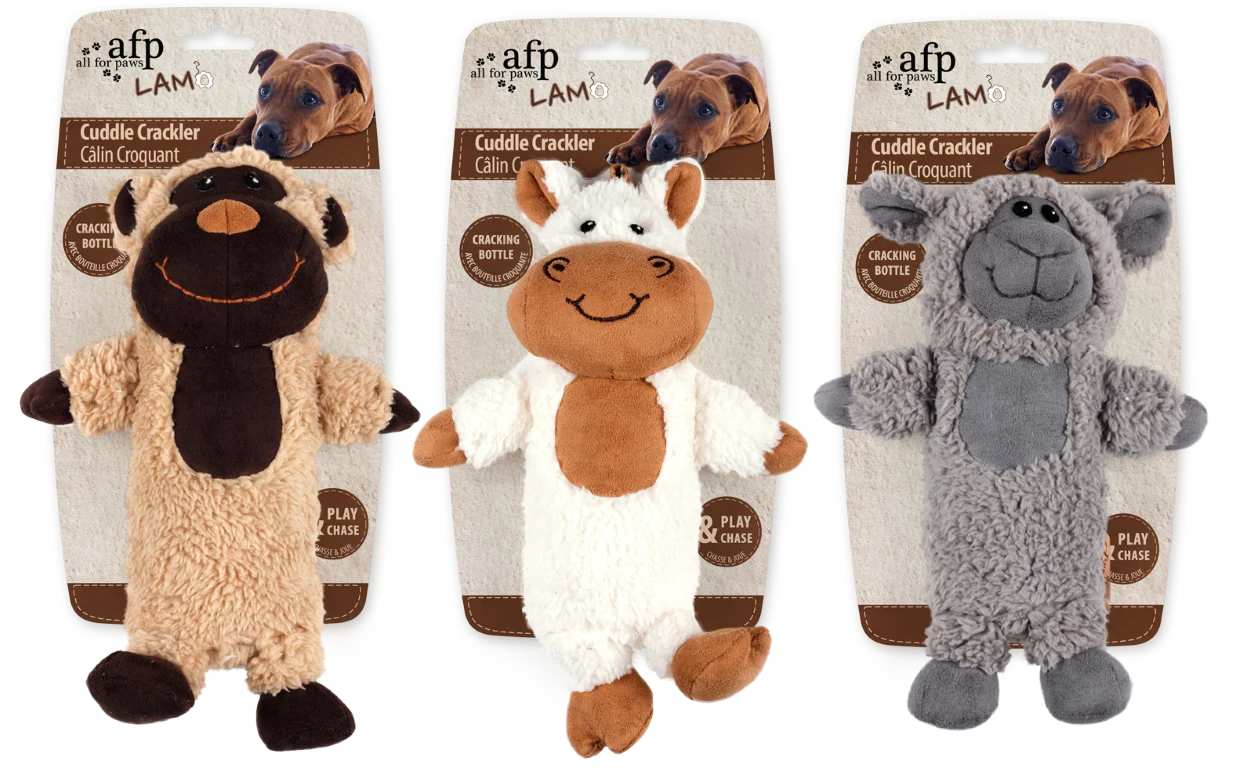 Peluche pour chien en fausse laine polaire avec bouteille crépitante, 27,5 x 18,5 x 9,7 cm – AFP Lambswool - Cuddle Crackler – Image 1