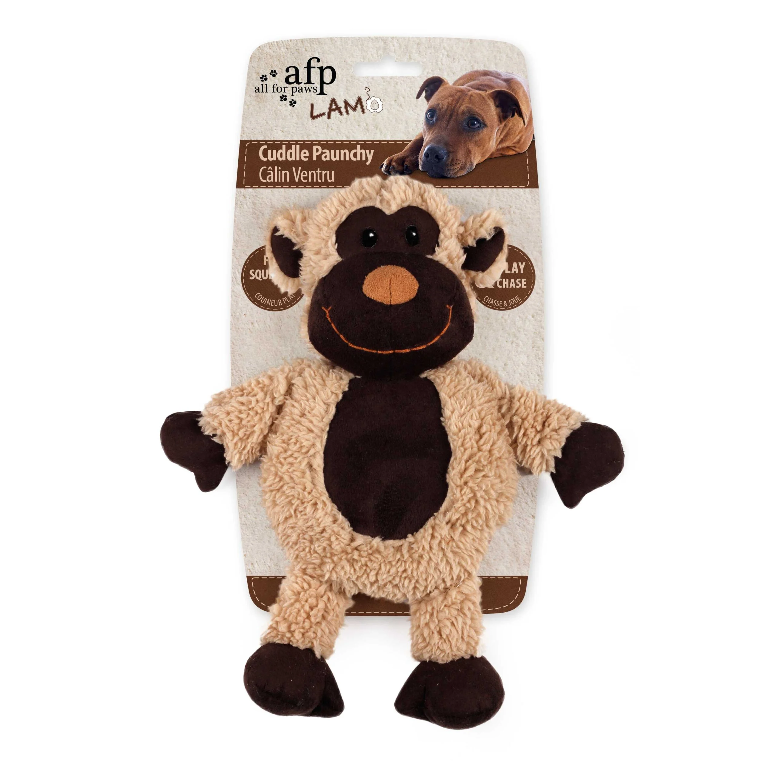 Jouet pour chien en fausse polaire avec grand couineur, 30 x 24 x 8,5 cm – AFP Lambswool - Cuddle Paunchy – Image 3