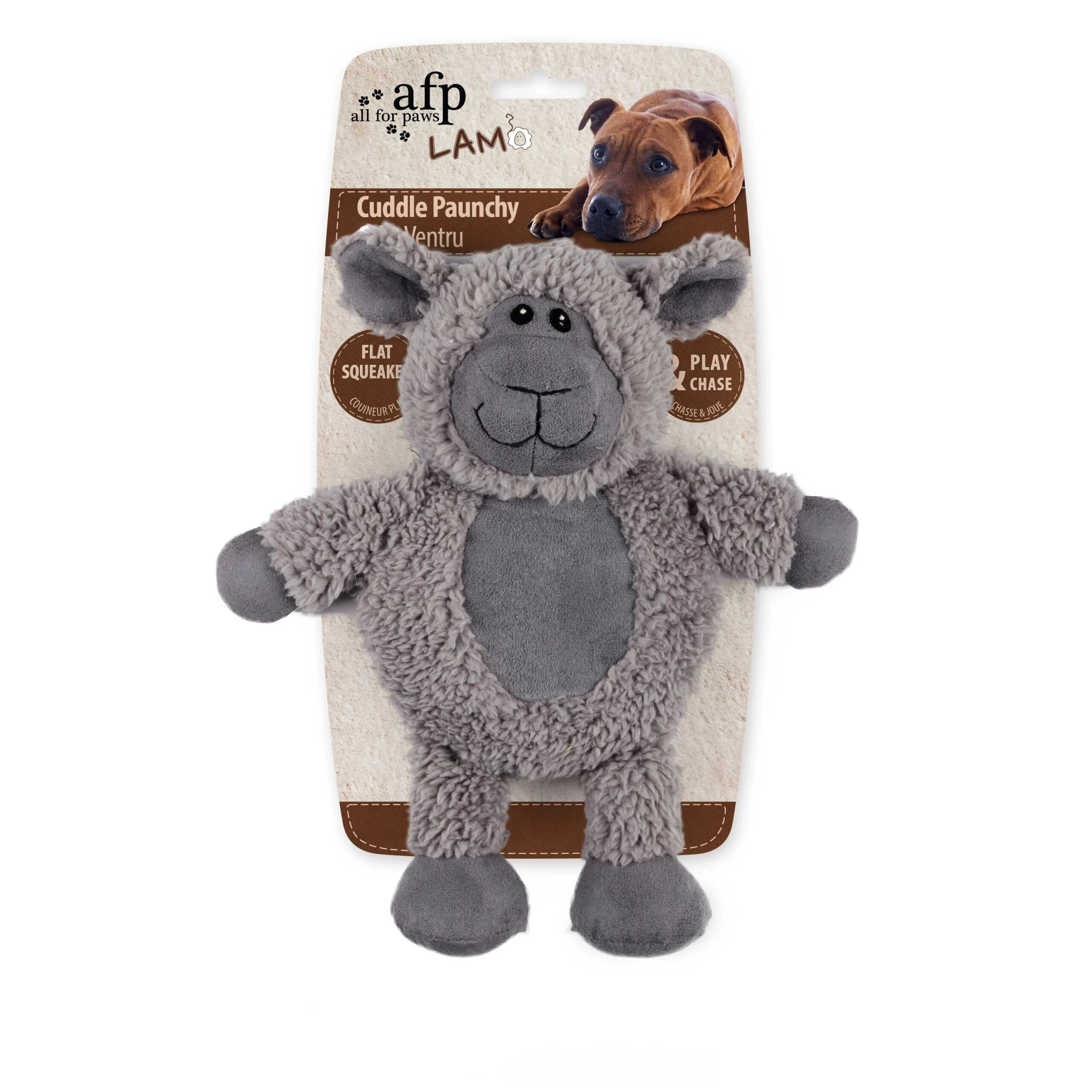 Jouet pour chien en fausse polaire avec grand couineur, 30 x 24 x 8,5 cm – AFP Lambswool - Cuddle Paunchy – Image 4