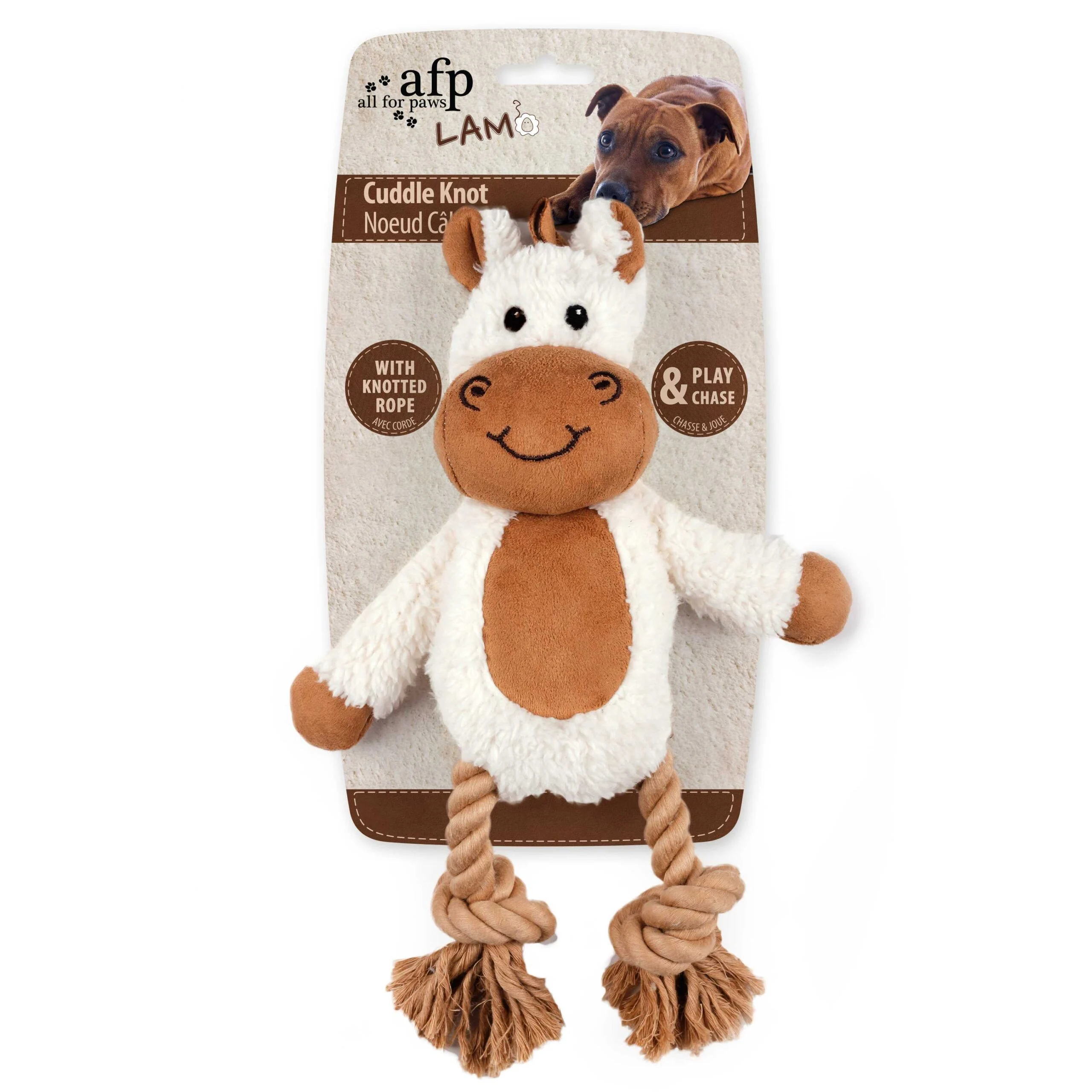 Peluche pour chien avec corde à tirer et couineur – AFP Lambswool - Cuddle Knot – Image 2