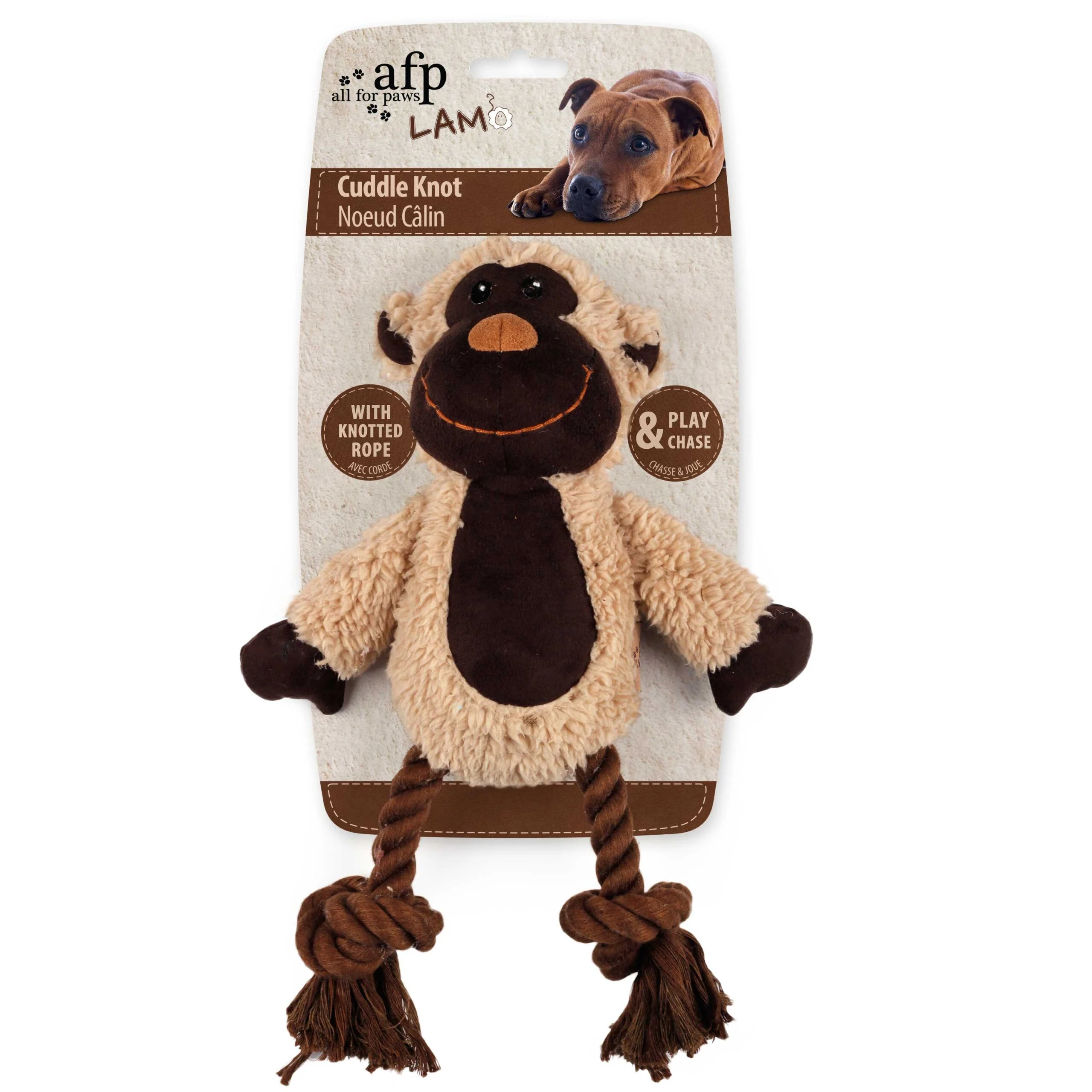 Peluche pour chien avec corde à tirer et couineur – AFP Lambswool - Cuddle Knot – Image 4