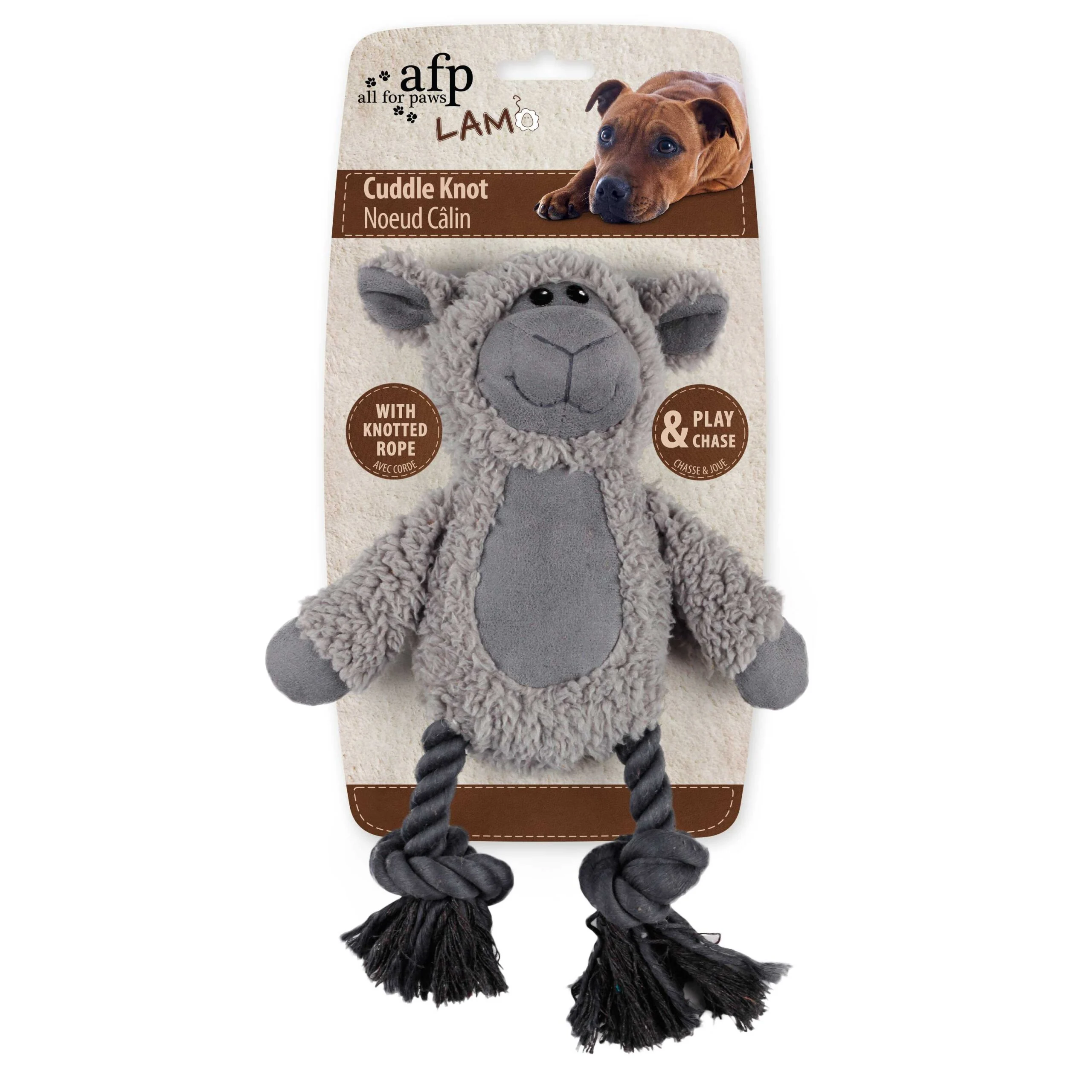 Peluche pour chien avec corde à tirer et couineur – AFP Lambswool - Cuddle Knot – Image 3