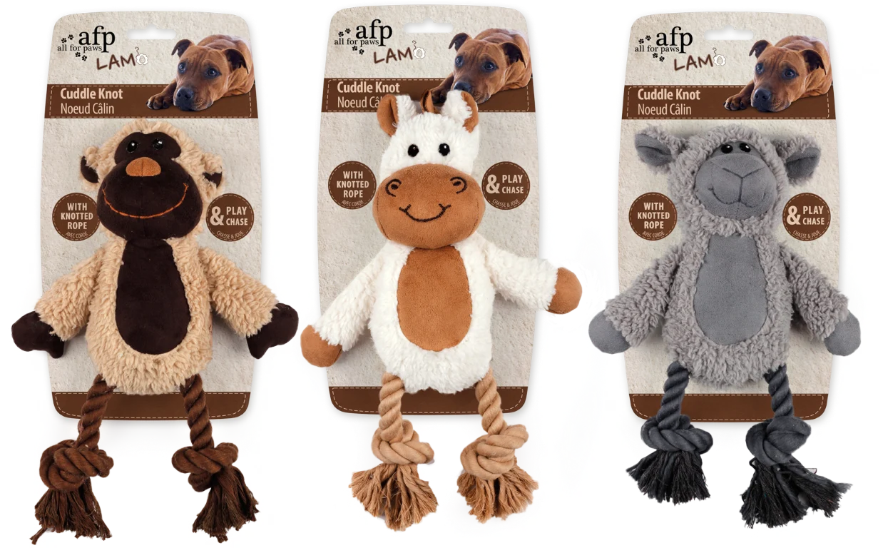 Peluche pour chien avec corde à tirer et couineur – AFP Lambswool - Cuddle Knot – Image 1