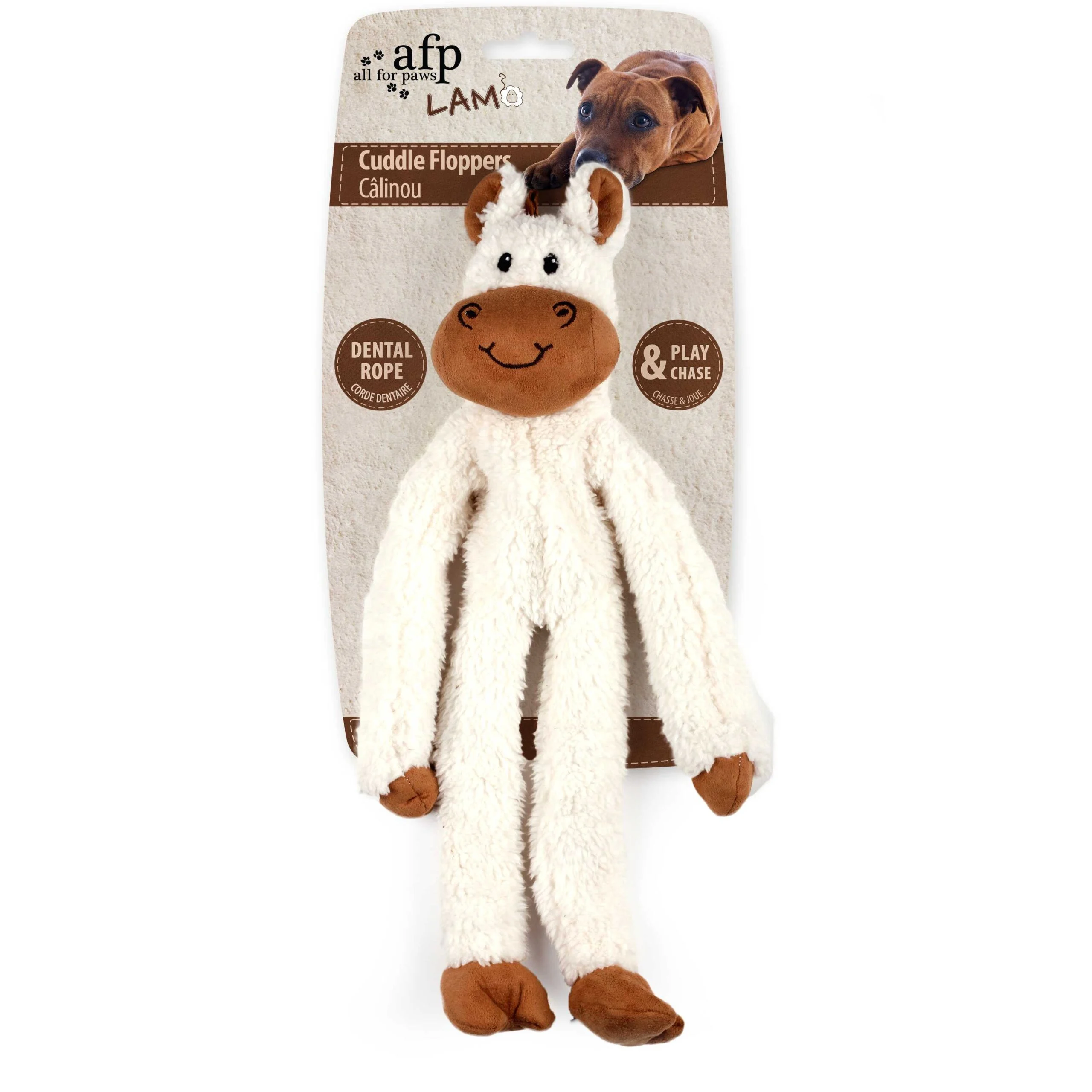 Peluche pour chien avec corde dentaire et couineur, 43 x 16 x 6,5 cm – AFP Lambswool - Cuddle floppers – Image 3