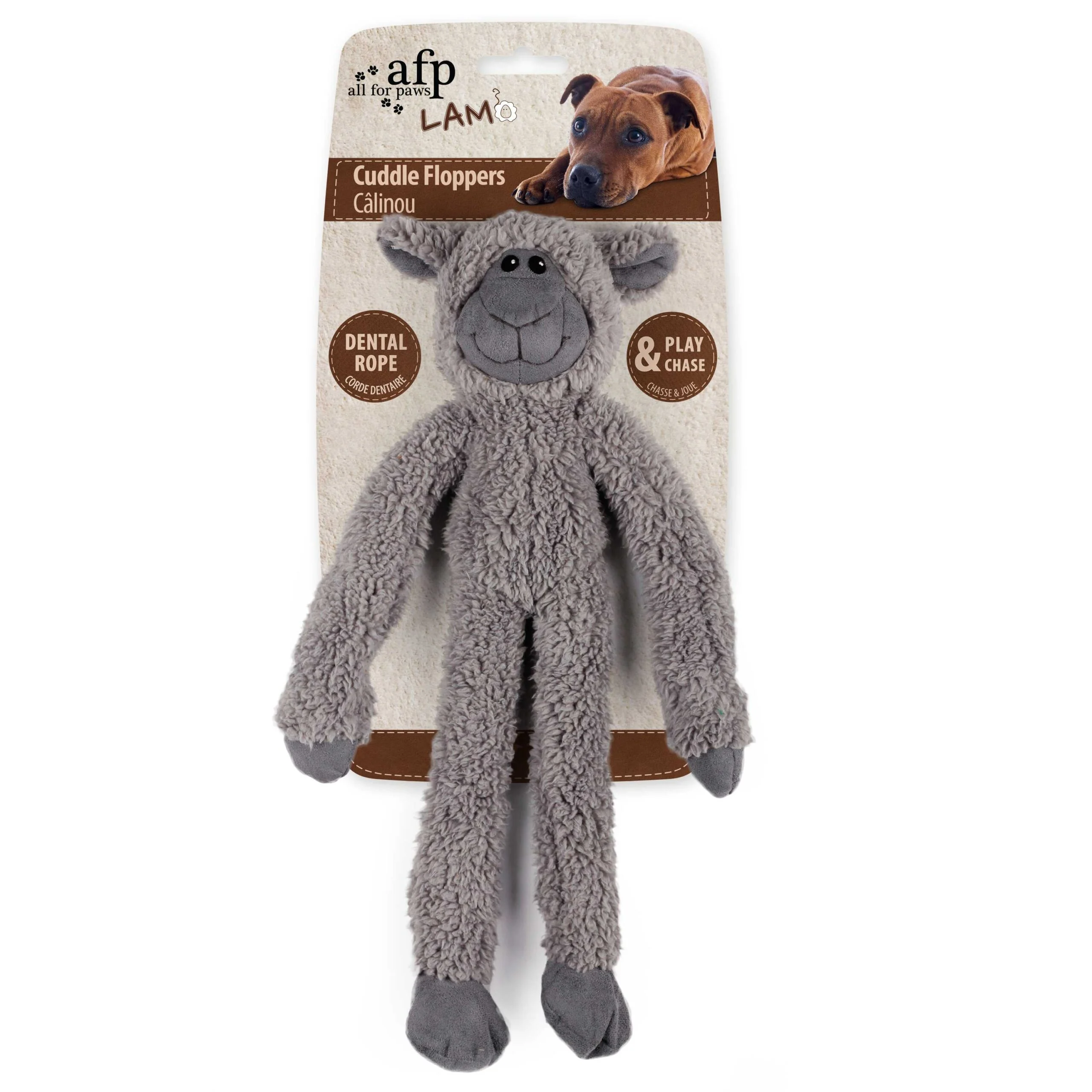 Peluche pour chien avec corde dentaire et couineur, 43 x 16 x 6,5 cm – AFP Lambswool - Cuddle floppers – Image 2