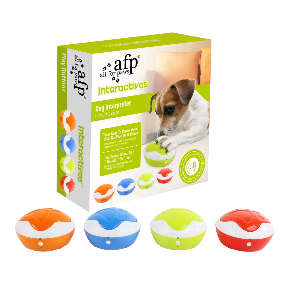 Boutons d’entraînement pour chiens avec fonction d’enregistrement, 4 pièces de 11 x 11 x 6 cm – AFP Interactives - Dog Interpreter – Image 1