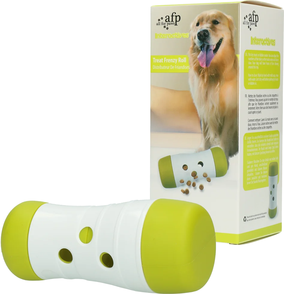 AFPH03209.png Distributeur de friandises pour chiens à débit réglable, 15,5 x ø 6 cm – AFP Interactives - Treat Frenzy Roll – Image 1