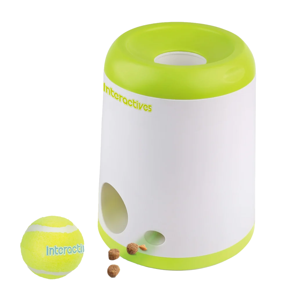 Jouet distributeur de friandises pour chien avec balle de tennis et compartiment amovible pour croquettes – AFP Interactives Fetch'N'Treat 2nd Generation – Image 2