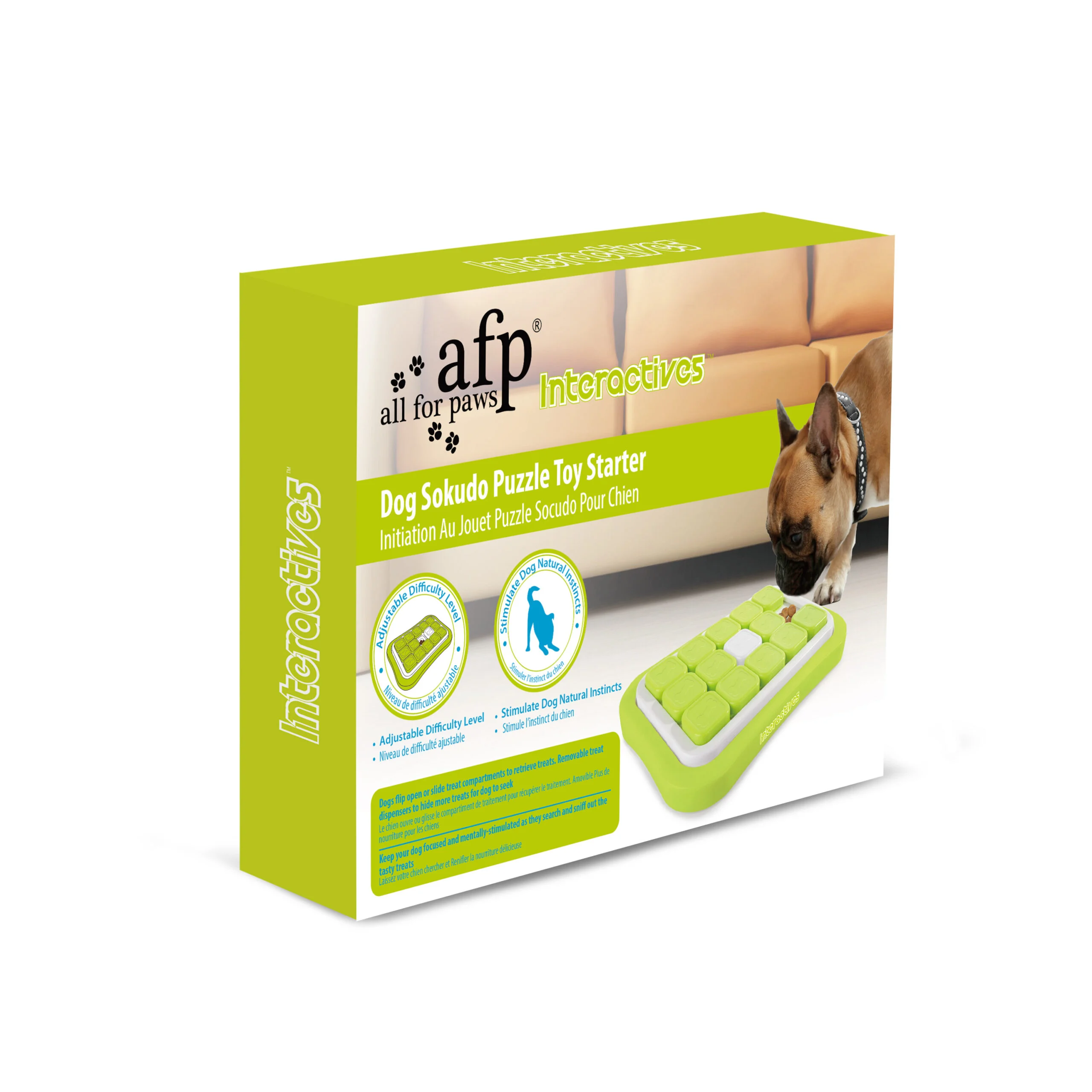 Puzzle pour chien avec éléments coulissants et niveau de difficulté réglable – AFP Interactives Dog Sokudo Puzzle Toy Starter – Image 1
