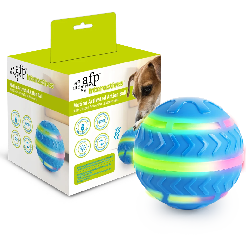 Balle pour chien lumineuse et en mouvement, rechargeable par USB – AFP Interactives Motion Activated Action Ball – Image 1