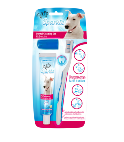 Kit d’hygiène dentaire pour chien avec brosse à dents et dentifrice, 60 g – AFP Sparkle Combo Pack