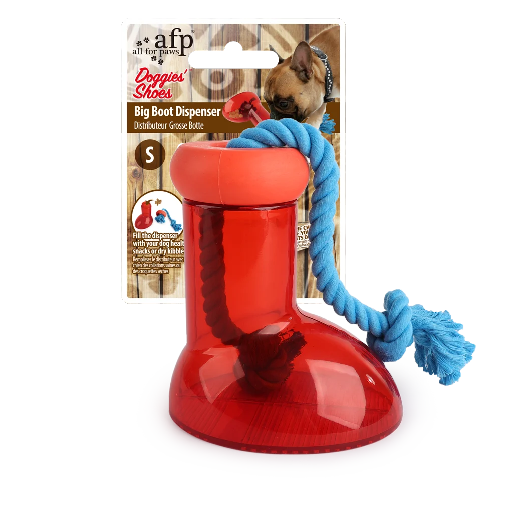 Distributeur de nourriture pour chiens en forme de botte avec corde, 10 x 10 cm – AFP Doggies' Shoes Big Boot Dispenser S – Image 1