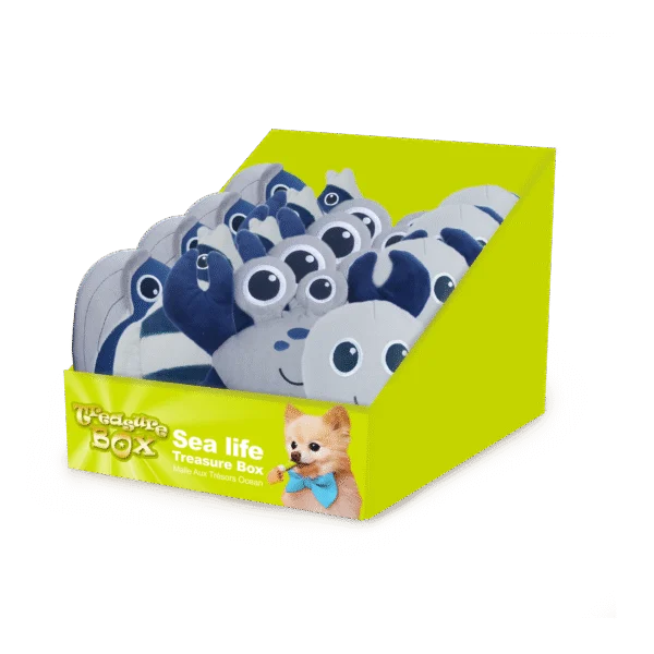 Présentoir de jouets pour chien avec peluches, 12 pièces – AFP Treasure Box Sea Life