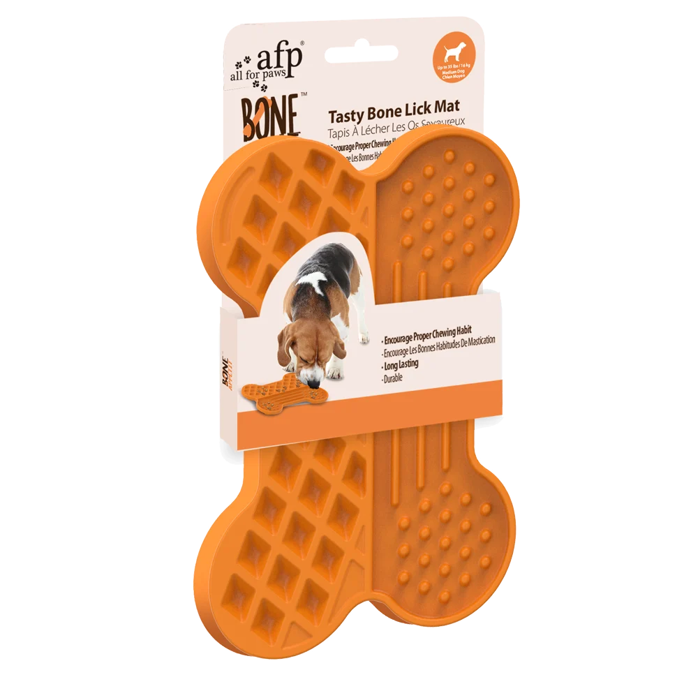 Tapis de léchage pour chien avec relief et ventouses, 28 x 19 cm – AFP Bone Appetit - Tasty Bone Lick Mat L – Image 1