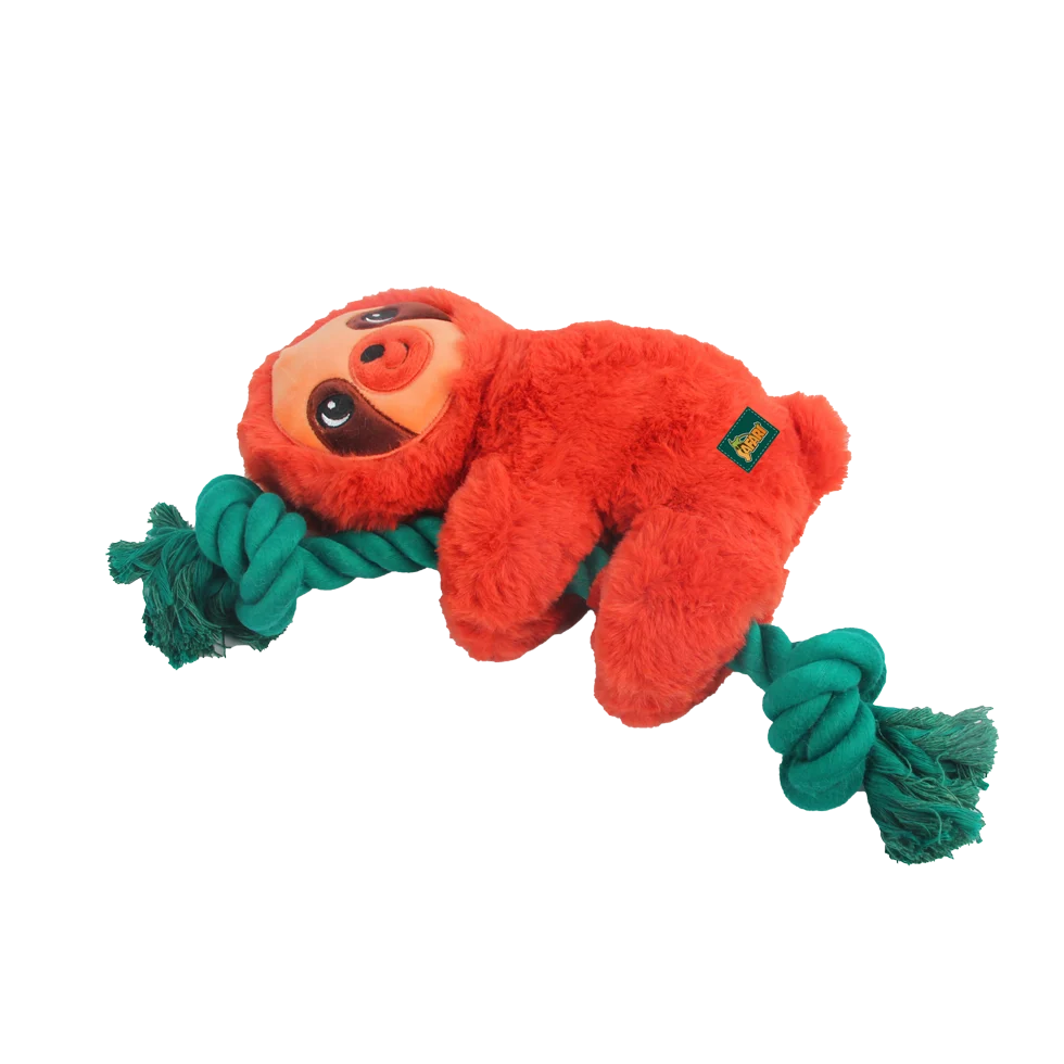 Peluche pour chien avec corde à mâcher et couineur, 31 x 17,5 x 6 cm – AFP Safari - Rope Cuddle paresseux – Image 2