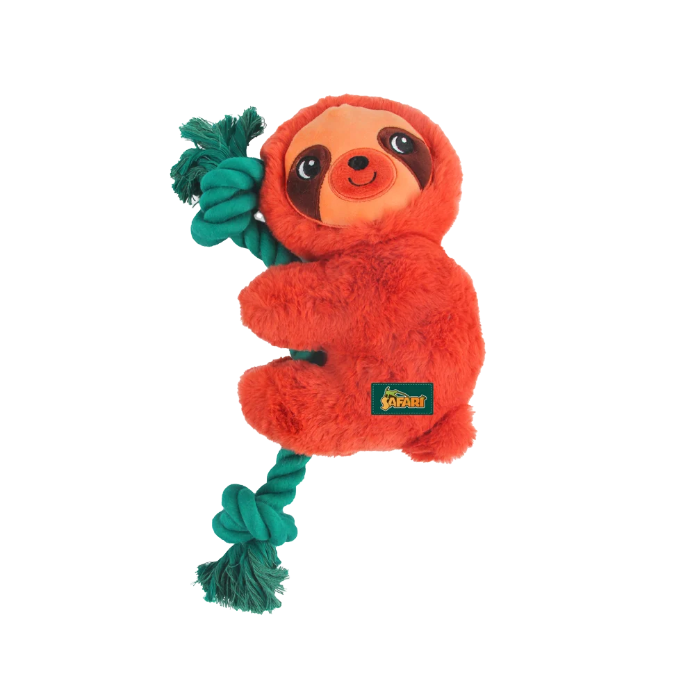Peluche pour chien avec corde à mâcher et couineur, 31 x 17,5 x 6 cm – AFP Safari - Rope Cuddle paresseux – Image 3