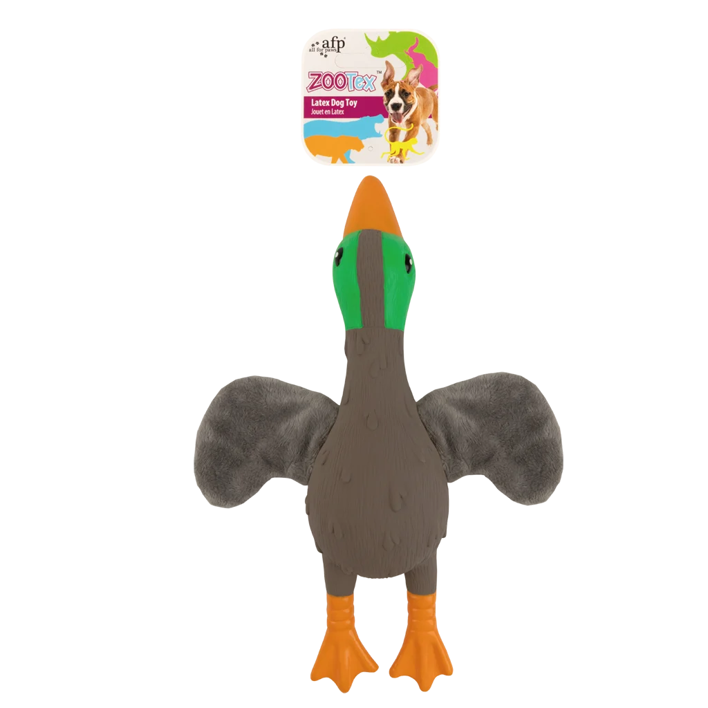 AFPH03770.png Jouet pour chien en latex, canard avec couineur et ailes qui crépitent, marron – AFP Soft Wing – Image 1