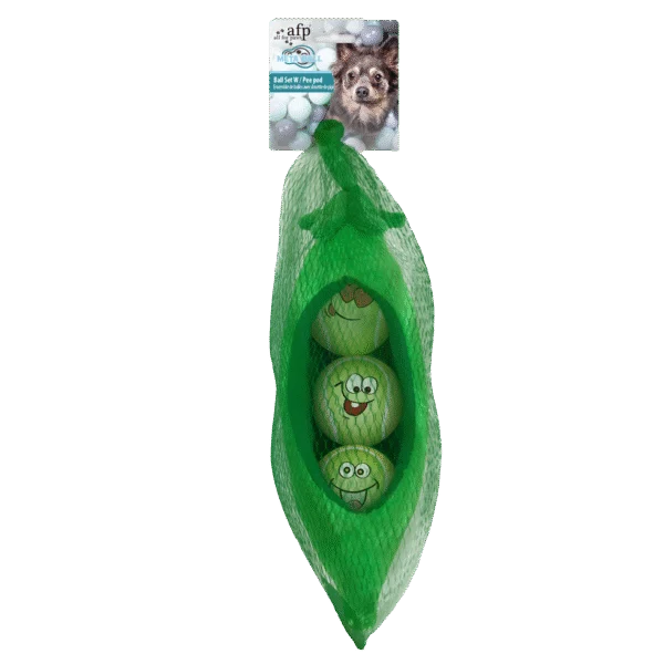 Set de balles pour chien dans une cosse de petits pois, 3 balles couineuses, ø 6,3 cm – AFP Meta Ball Ball Set w/ Pee Pod