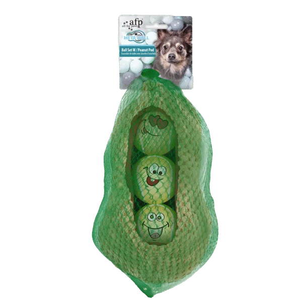 Ensemble de balles pour chien dans une cosse de cacahuète, 3 balles avec couineur, ø 6,3 cm – AFP Meta Ball Ball Set w/ Peanut pod