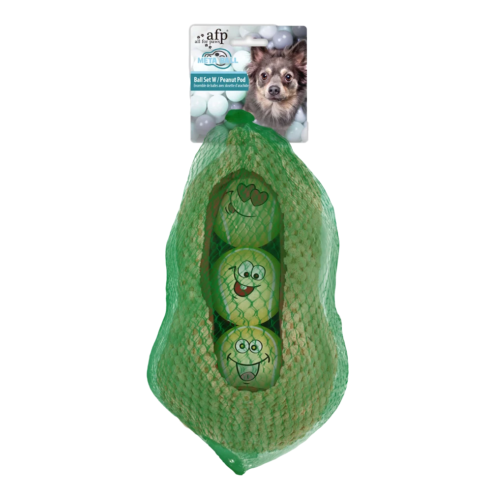 Ensemble de balles pour chien dans une cosse de cacahuète, 3 balles avec couineur, ø 6,3 cm – AFP Meta Ball Ball Set w/ Peanut pod – Image 1