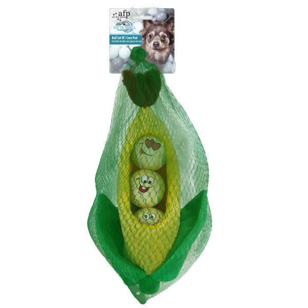 Set de balles pour chien dans un épi de maïs, 3 balles avec couineur, ø 6,3 cm – AFP Meta Ball Ball Set w/ Corn Pod