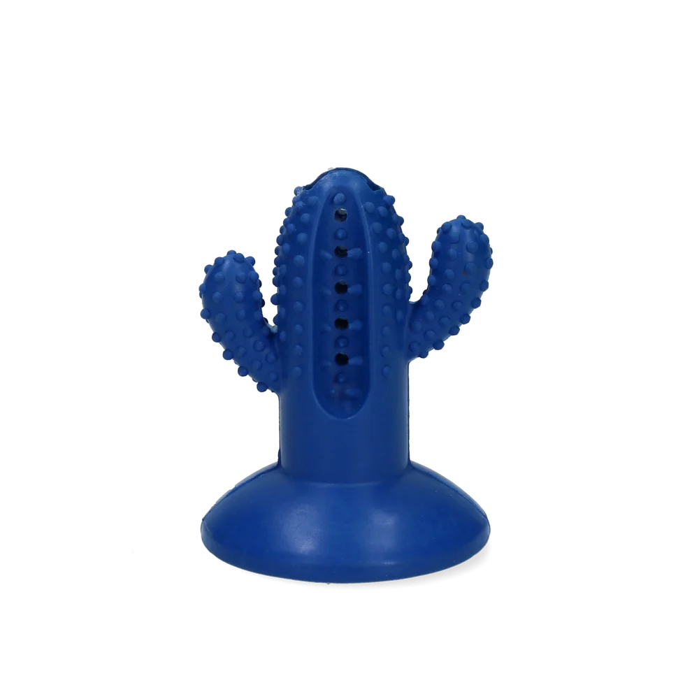 Jouet à mâcher en caoutchouc avec ventouse, cactus, S bleu, 6,4 x 8,4 x 6,5 cm – AFP Dental Chews - Dental Cactus – Image 2