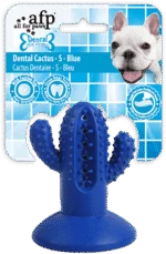 Jouet à mâcher en caoutchouc avec ventouse, cactus, S bleu, 6,4 x 8,4 x 6,5 cm – AFP Dental Chews - Dental Cactus