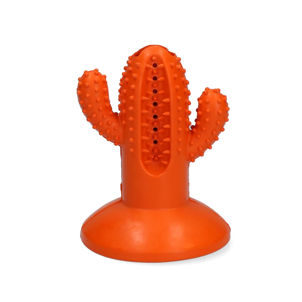 Jouet à mâcher cactus en caoutchouc avec ventouse, M, orange, 9,4 x 12,3 x 9,5 cm – AFP Dental Chews – Dental Cactus – Image 2