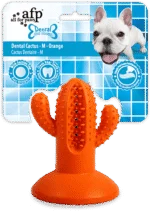 Jouet à mâcher cactus en caoutchouc avec ventouse, M, orange, 9,4 x 12,3 x 9,5 cm – AFP Dental Chews – Dental Cactus