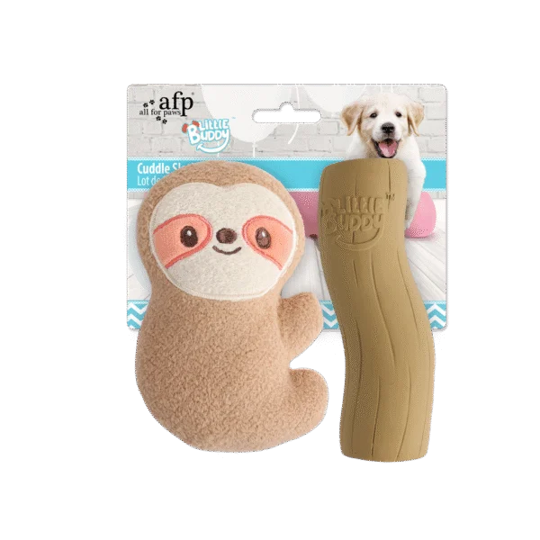 Ensemble de jouets pour chiot avec peluche et couineurs, 2 pièces – AFP Little Buddy 2-Pack Toy Cuddle Sloth