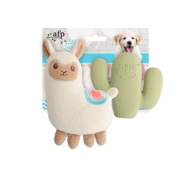Set de jouets pour chiot avec peluche et couineurs, 2 pièces – AFP Little Buddy 2-Pack Toy Fiesta