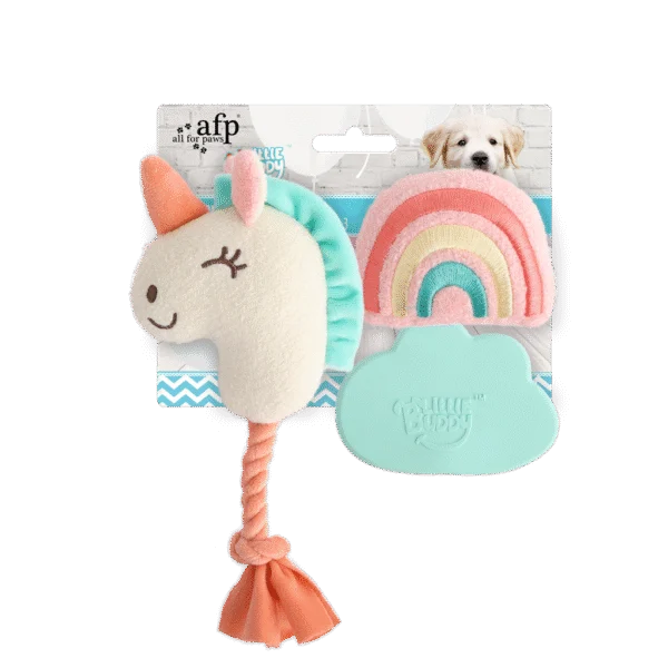 Ensemble de jouets pour chiots avec 2 peluches et couineurs, 3 pièces – AFP Little Buddy 3-Pack Toy Wonderland