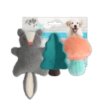 Set de jouets pour chiot avec 2 peluches et un couineur, 3 pièces – AFP Little Buddy 3-Pack Toy Woodland
