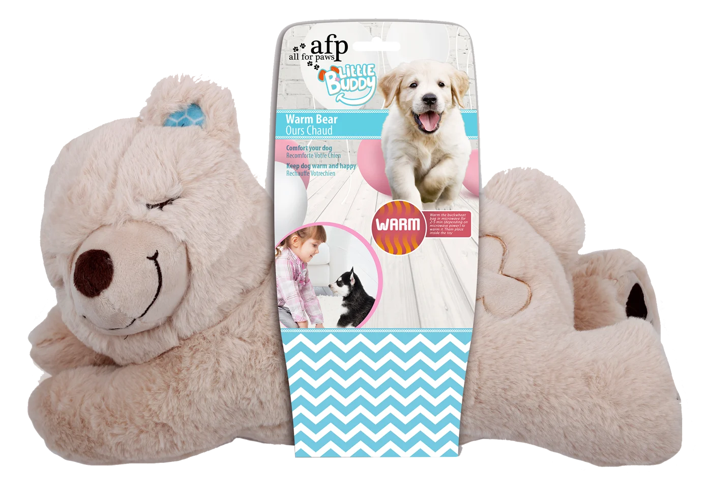 AFPH04221.png Peluche ours chauffante pour chien avec poche thermique – AFP Little Buddy - Warm Bear – Image 1