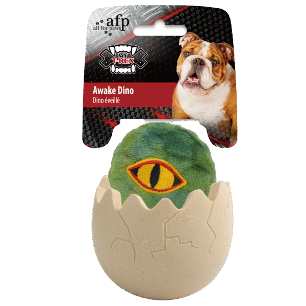 Jouet pour chien avec compartiment à friandises, 8 x 8 x 10,3 cm – AFP My T-Rex Awake Dino