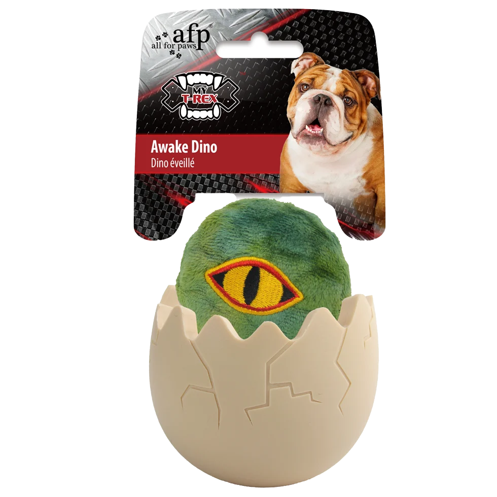 Jouet pour chien avec compartiment à friandises, 8 x 8 x 10,3 cm – AFP My T-Rex Awake Dino – Image 1