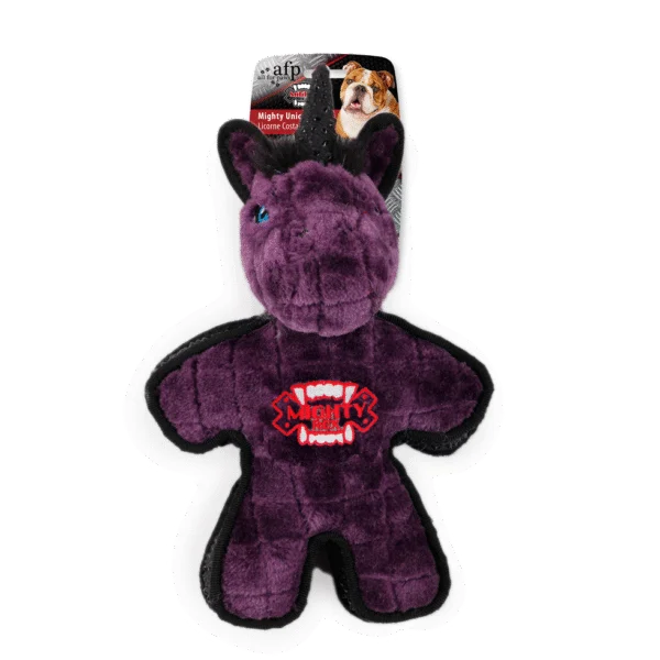 Peluche pour chien avec couineur et bordure aspect caoutchouc, env. 24 cm – AFP My T-Rex Mighty Licorne