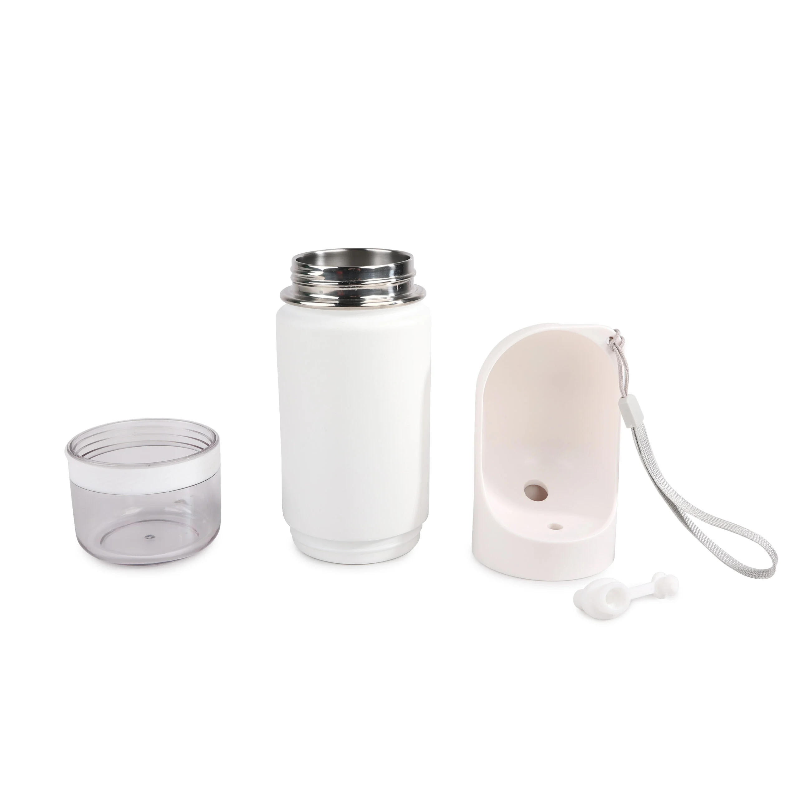 Gourde pour chien avec écuelle et compartiment à friandises, 414 ml – AFP 2 In 1 Stainless Drinking Bottle – Image 2