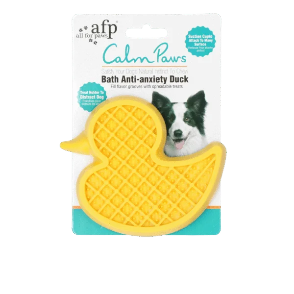 Canard de bain pour chien avec ventouse et picots en silicone, 13 x 10 cm – AFP Calm Paws - Bath Anti-anxiety Duck
