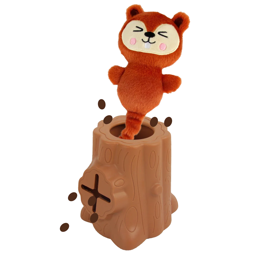 Jouet à friandises en caoutchouc avec peluche, écureuil, 6,5 x 8 x 13,2 cm – AFP Treats In "V" Hiders - Tree-Hider – Image 2