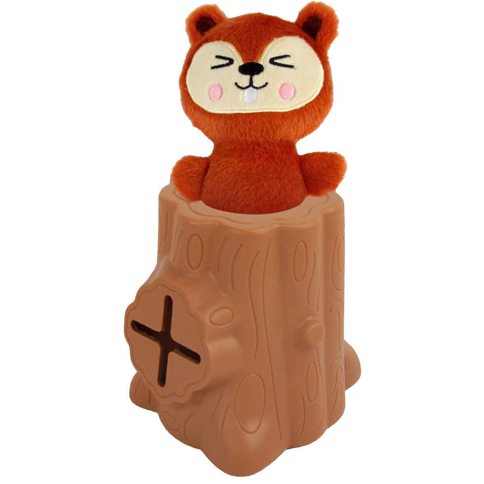 Jouet à friandises en caoutchouc avec peluche, écureuil, 6,5 x 8 x 13,2 cm – AFP Treats In "V" Hiders - Tree-Hider – Image 3