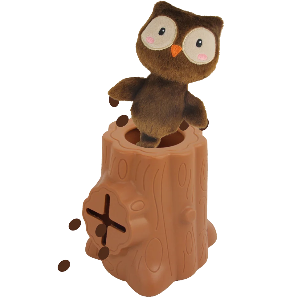 Jouet à friandises en caoutchouc avec peluche, hibou, 6,5 x 8 x 13,2 cm – AFP Treats In "V" Hiders - Tree-Hider – Image 2