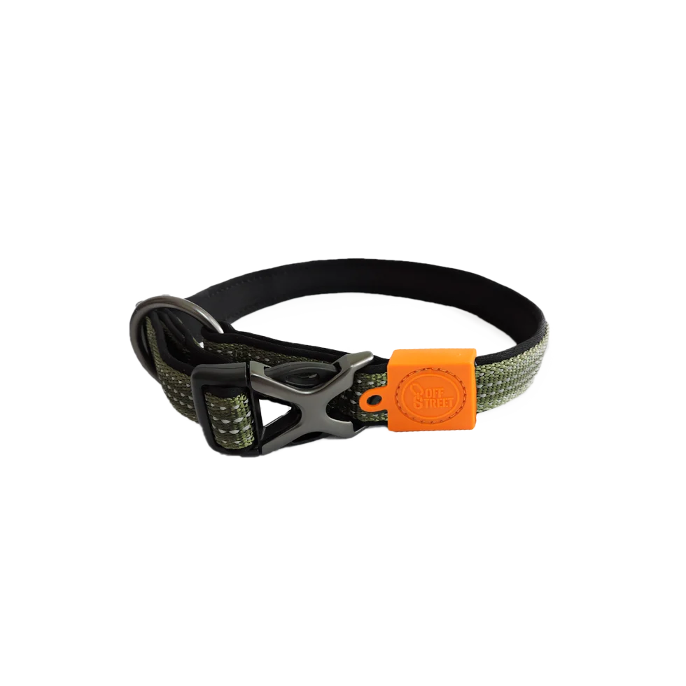 Collier pour chien en néoprène à coutures réfléchissantes, vert olive L, 40 à 65 cm x 2,5 cm – AFP Off Street – Image 2