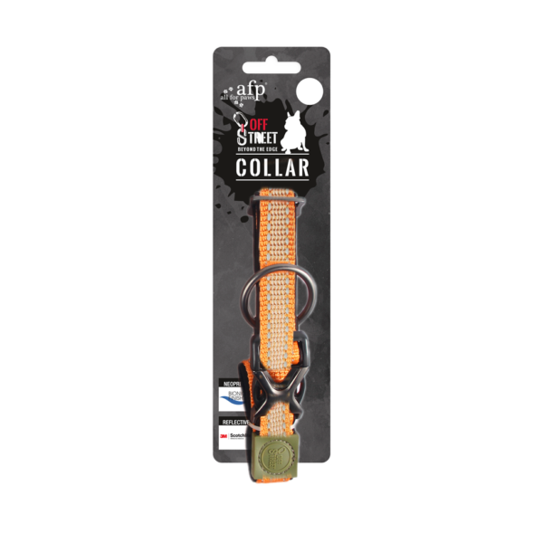 Collier pour chien en néoprène avec coutures réfléchissantes, mandarine, M, 35 à 55 cm x 2 cm – AFP Off Street