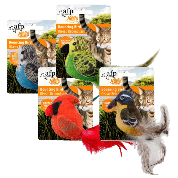 Jouet pour chat en forme d’oiseau avec cataire et plumes, 20 cm – AFP Natural Instincts Bouncing Bird