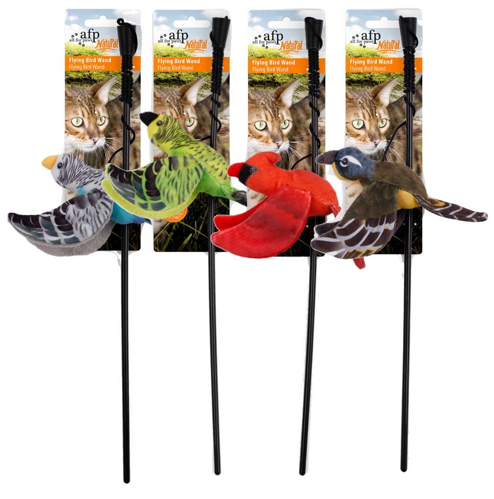 Kattenhengel met Vogel en Catnip – AFP Natural Instincts Bird Wand Canne à pêche pour chat avec oiseau et cataire – AFP Natural Instincts Bird Wand
